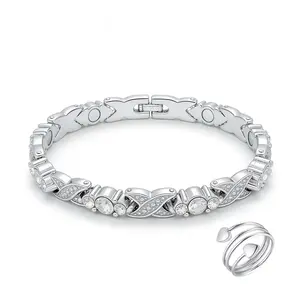 Titanium steel Bracelet for Woman, Magnetic Titanium steel Bracelets with Premium Fold-Over Clasp Included Adjustable Tool bracelet