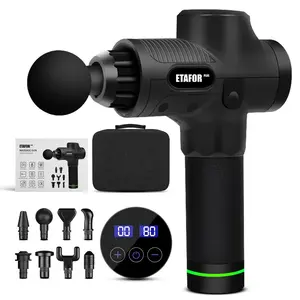 ETAFOR Massage Gun – 30 Speeds, 8 Heads, Quiet Brushless Motor – Deep Tissue Relief for Sore Muscles, Pain, Recovery – LCD Touchscreen, Durable, Lightweight Design