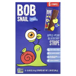 Bob Snail Fruit Stripe, Apple-Pear-Blueberry, 6 Stripes, 0.49 oz (14 g) Each