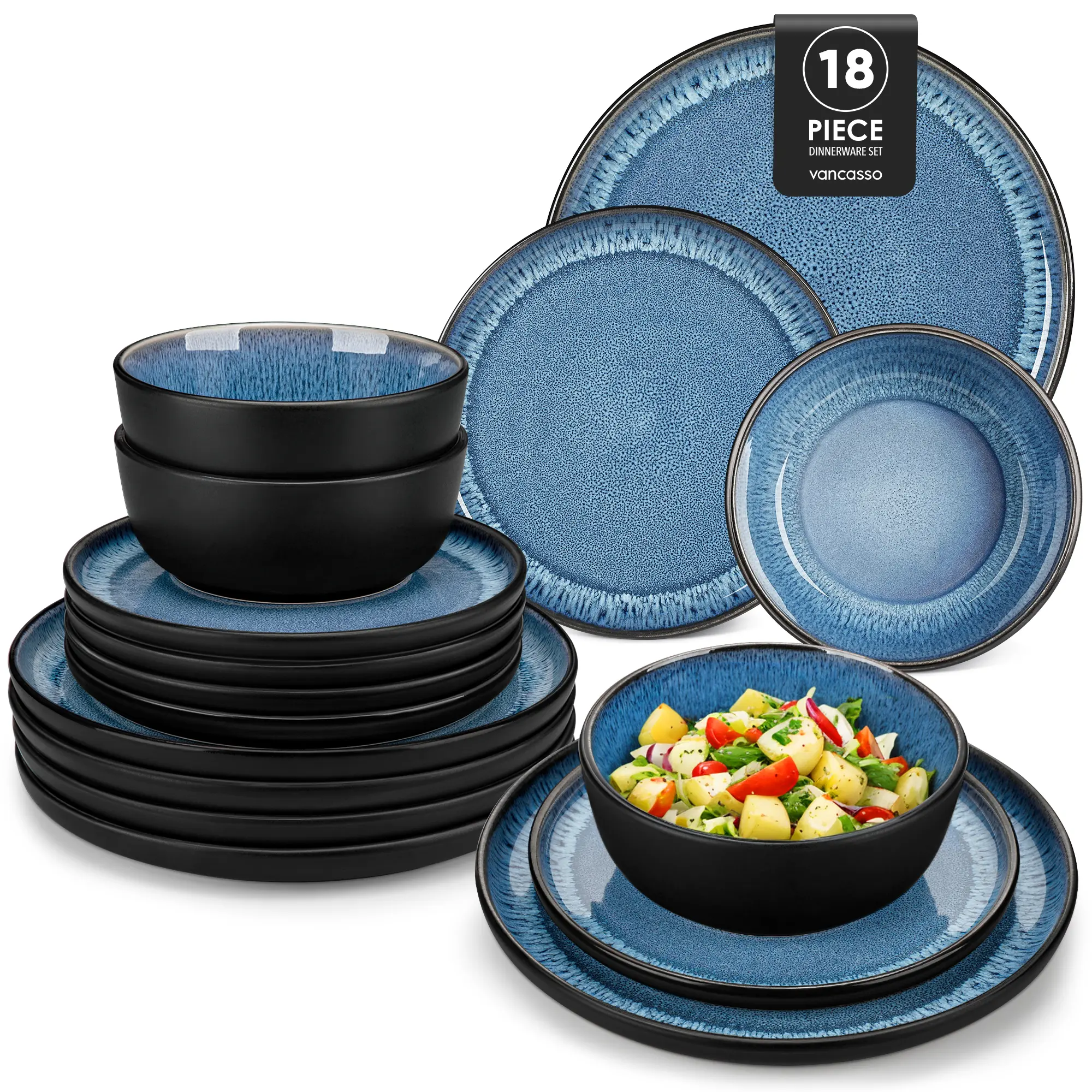 18-Piece Set-Blue (Serves 6 People)