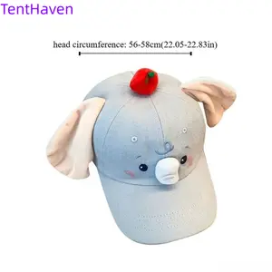 2026 New Cute Three Dimensional Ears Dumbo Baseball Hat for Girls Spring and Summer Cartoon Sunscreen UV Duck Tongue Hat Shows Face Size