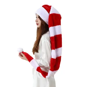 Christmas Santa Hat Extra Long Plush Christmas Hat White Xmas Claus Cap for Party Costume