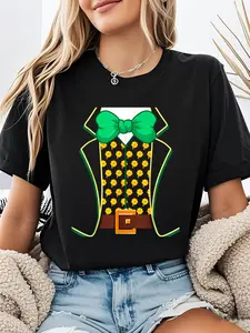100% cotton St. Patricks Day Outfit Men Women Leprechaun Costume T- Casual Printed 100% Cotton Women T Shirt, Summer Tshirts Short Sleeve Graphic Tee Women Tops