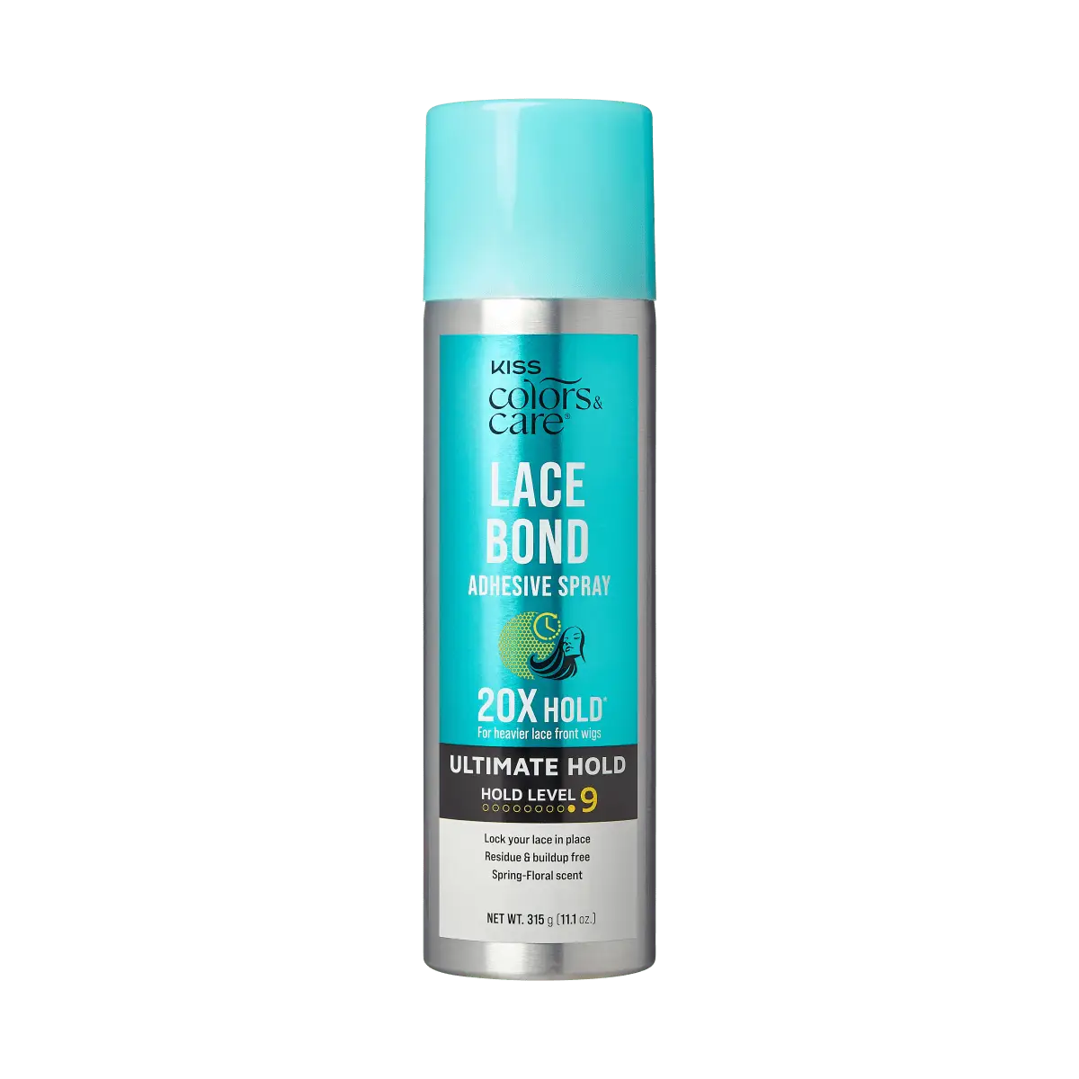 KISS Colors & Care Lace Bond Adhesive Spray Ultimate Hold 11.1 oz. - Adhesive for Lace Frontals, Sweat Proof, Water-Resistant, Fast Drying