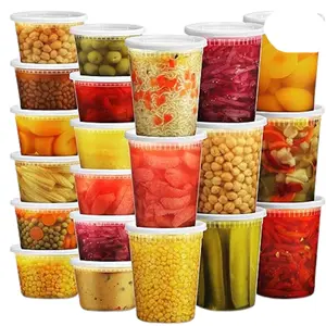 Deli Food Storage Containers with Lids - (48 Sets) 24-32 Oz Quart Size & 24-16 Oz Pint Size Plastic Airtight Takeout Meal Prep Storage, BPA-Free, Dishwasher, Microwave Safe