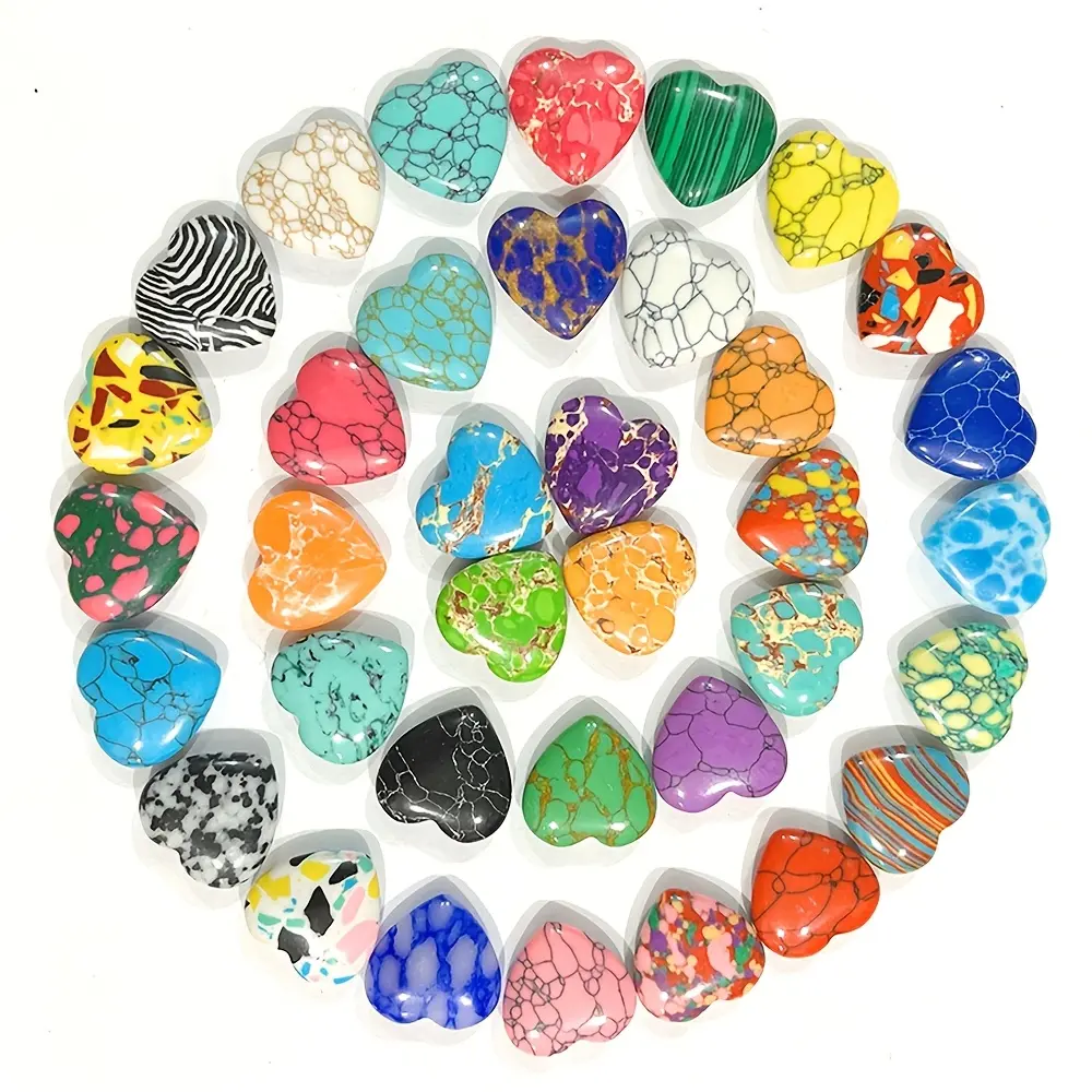 No-Hole Pendant Design Artificial Gemstone Jade Heart Ornaments, Raw Jade Beads, Bead Assortments for DIY Jewelry Making Craft Accessories