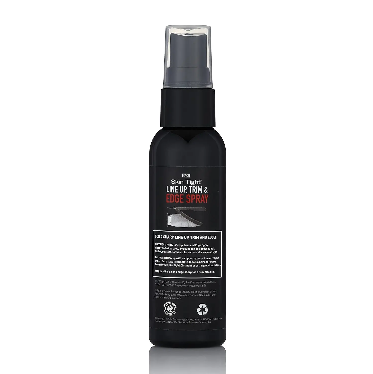 b&c Skin Tight Line Up Haircare Spray, Sculpts Razor-Sharp Edges, Beards & Eyebrows with Tea Tree Oil, For All Skin Types, 8 oz Bottle, Makeup Fixing Spray, Unisex, Adults, Liquid, 8Oz, All Skins