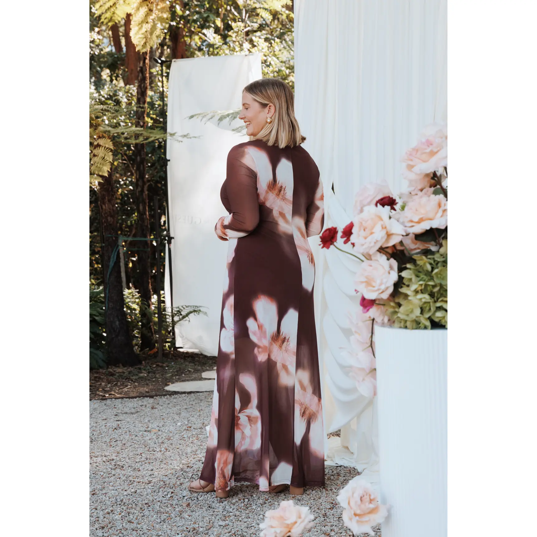Bradshaw Maxi Dress - Brown Blurred Floral