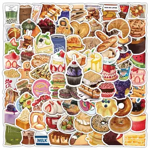 100PCS Realistic Candy Drinks Desserts Bread Snack Packs Graffiti Stickers For Luggage Phone Case Laptop Notebook Decals Kids Gift RecordingYourLife