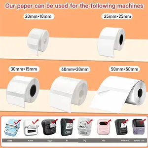 Self-Adhesive Direct Thermal Labels, Thermal Printing Labels, Thermal Label Printer Paper - Multiple Sizes (50*50Mm, 40*20Mm, 30*15Mm) Suitable for Portable Mini Printers, Ideal for Supermarkets, Schools, Homes, And Office