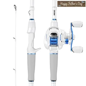KastKing Centron Lite Casting Rod and Reel Combo, IM6 Graphite 2Pc Blanks, Stainless Steel Guides with Ceramic Rings, Contoured EVA Handles & Fighting Butt, Split or Full Rear Handle Design, 10 Models Sensitive Braided Fishing Line SummerVibes
