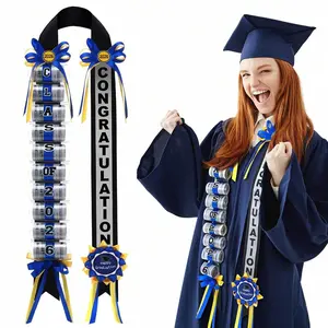 2026 Graduation Plastic Lei, Double-Strand Braided Flower Ring, Stylish Student Party Favors for High School Graduation Party Ideas, Blue Classic Home & Festive Gift Accessories