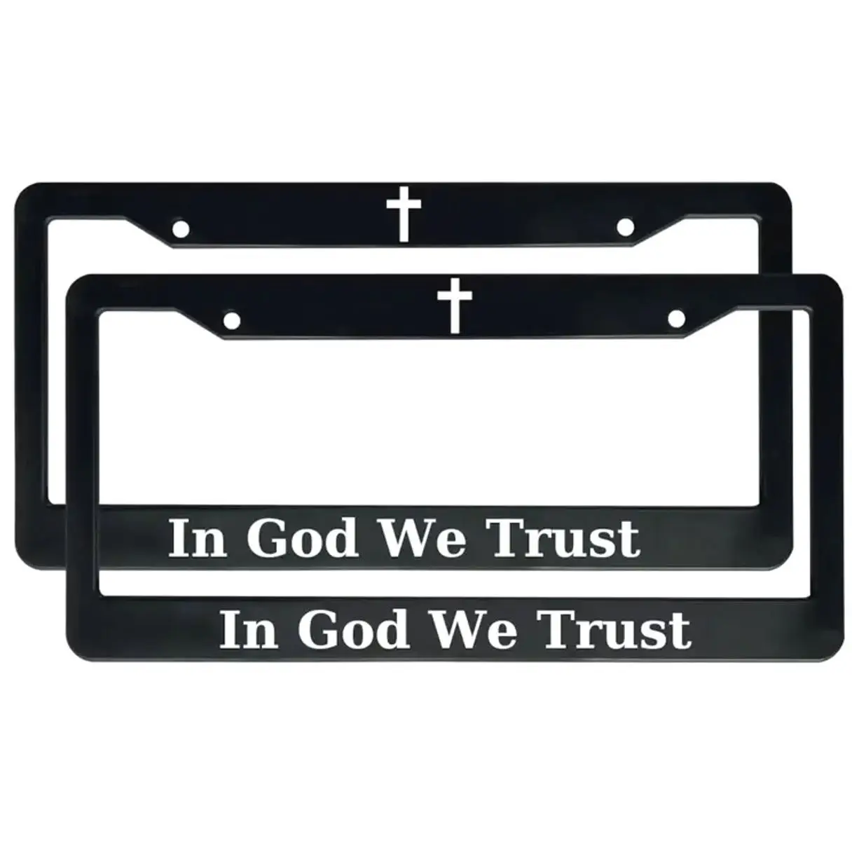 In God We Trust Christian License Plate Frame, Faith-Based Car Accessory, Classic Religious Auto Tag Holder, Universal US Standard Frame, 1PC
