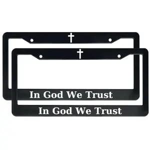 In God We Trust Christian License Plate Frame, Faith-Based Car Accessory, Classic Religious Auto Tag Holder, Universal US Standard Frame, 1PC