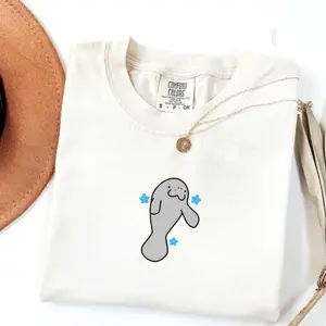 Comfort Colors Manatee Summer T-Shirt, Beach Tee, Cute Marine Animal TShirt, Ocean Lover Coastal T-Shirt