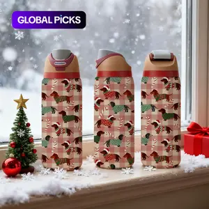 1 pc 19oz/24oz/32oz Christmas Dachshund with Plaid Stainless Steel Tumbler with Lid, Hot for 12 hours, cold for 24, Vacuum Insulated Tumbler, Coffee Cup, Travel Mug. Great gift for women, moms, friends and teachers. Perfect for home, office #GLOBAL PICKS
