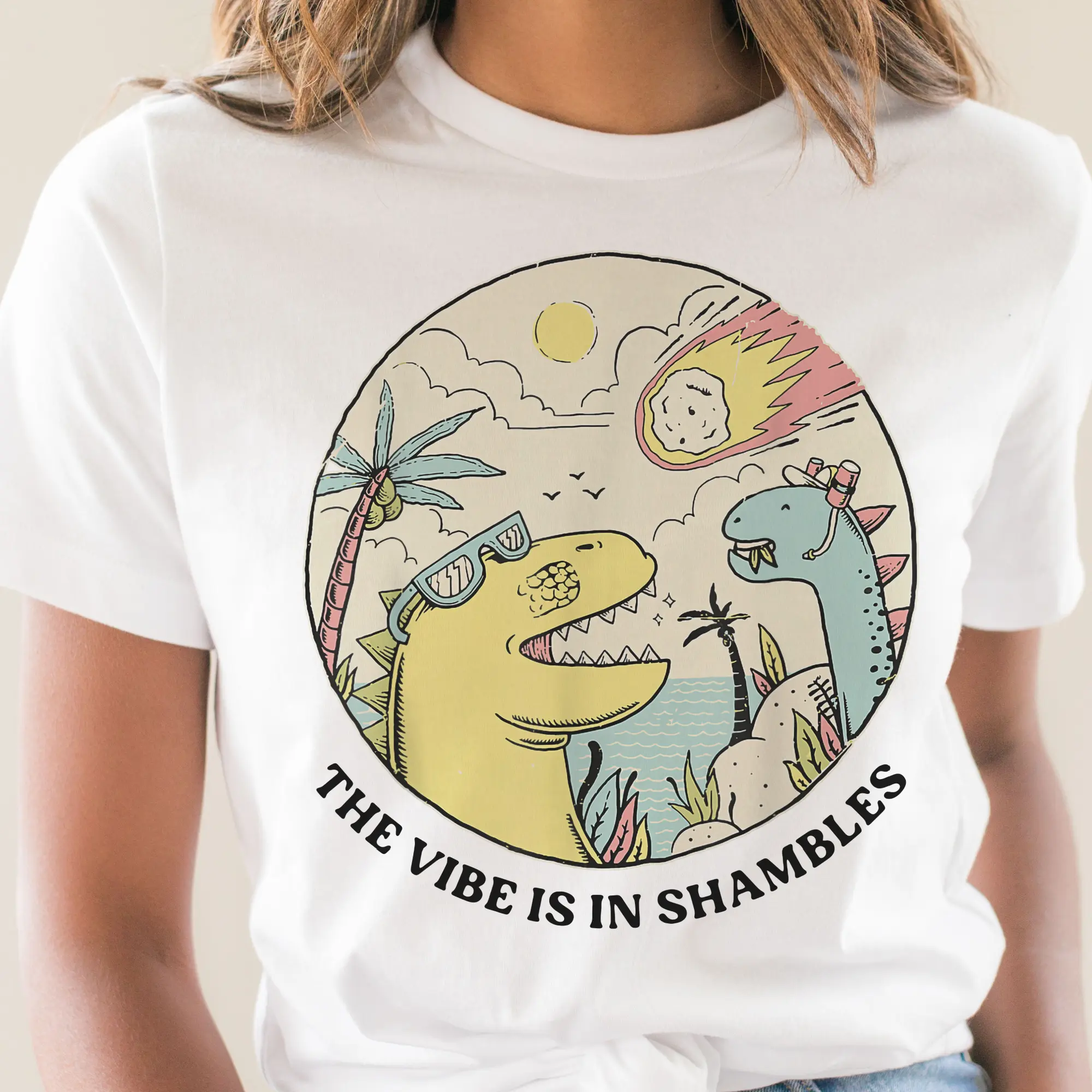 The Vibe Is In Shambles Tee Dinosaur The Vibe Is In Shambles Tshirt Relatable Hot Mess T-Shirt