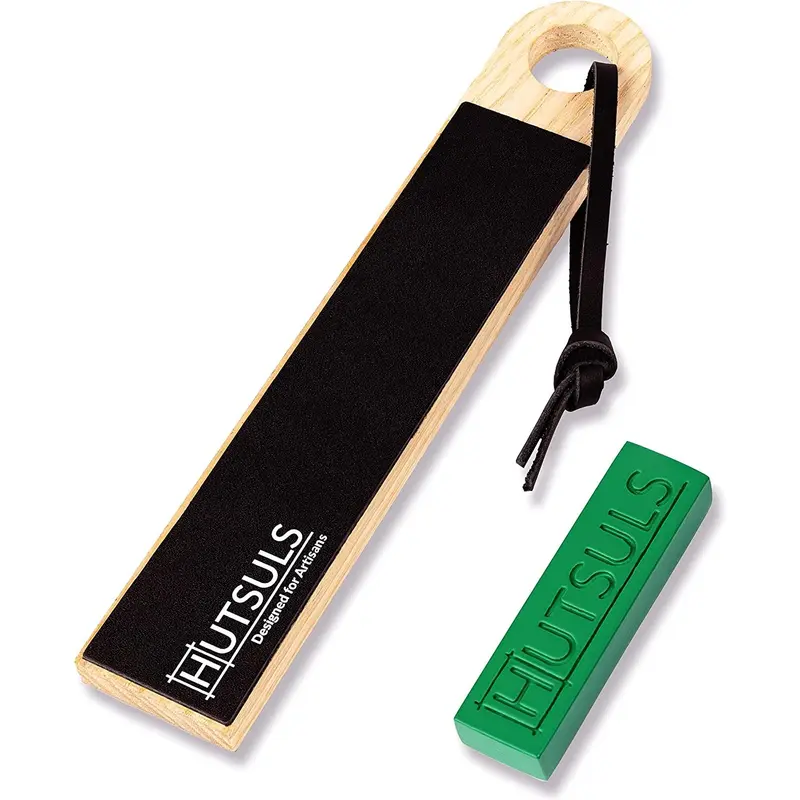 Hutsuls Pocket Knife Strop Kit - Get Razor-Sharp Edges with Pocket Leather Strop for Knife Sharpening, Easy to Use Knife Stropping Kit with Stropping Compound, Stropping Leather Sharpening Strop Block