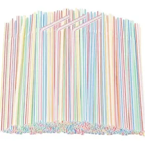 200 count Plastic Straws Disposable -Straws Drinking Plastic -8.8inch Long Bendy Straws -Flexible Bendable Drinking Straw
