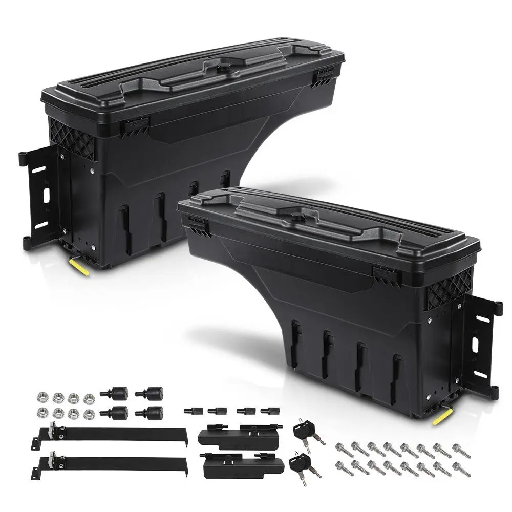 CROSSDESIGN 100% Brand New Plastic Car Storage Organizer - Cars Accessories Direct Replacement for 99-07 Chevy Silverado, GMC Sierra 1500/2500/3500 Truck Bed Cargo Holder (Includes Left + Right Brackets)