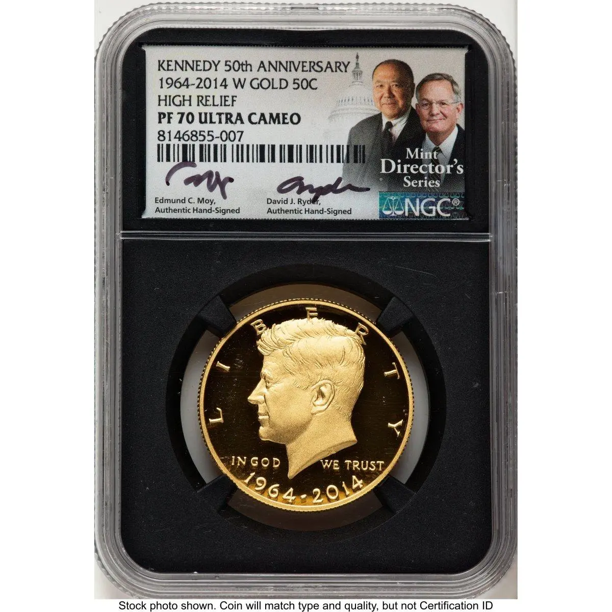 Proof Kennedy Half Dollars (2014-W 50C Gold JFK 50th Anniversary Ed Moy/David J Ryder Mint Directors Series Blk Core)