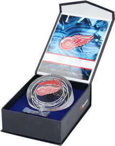 Lucas Raymond Detroit Red Wings Autographed Crystal Puck - Filled with Ice from the 2024-25 Season - Fanatics Authentic Certified