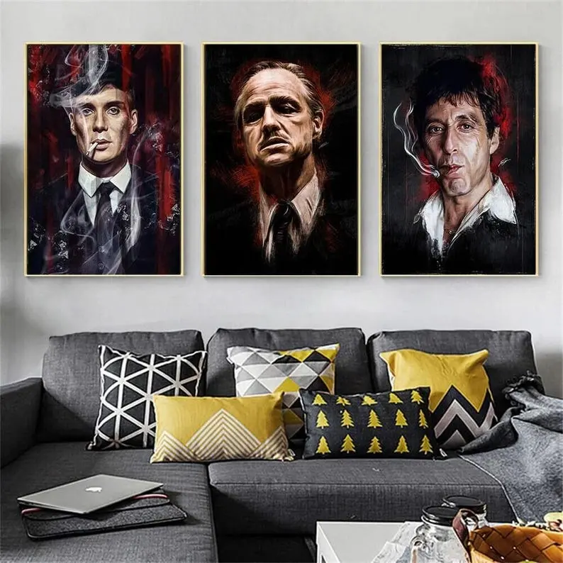 Gangster Film Scarface Canvas Painting Tony Montana Posters and Prints Abstract Movie Figure Wall Art Pictures Home Decor Mural