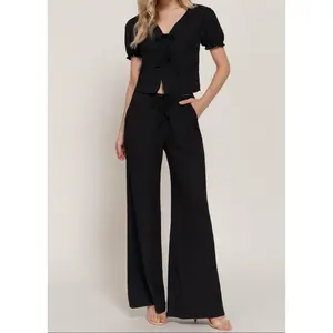 KAILUA BLACK TEXTURED KNIT SET