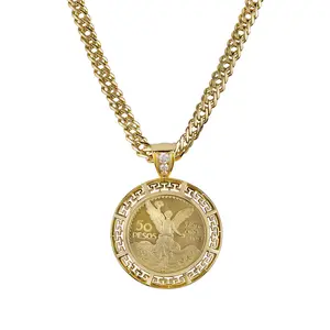 Men’s Centenario Greca Medallion Necklace – 14K Gold-Plated
