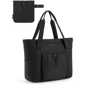 BAGSMART Tote Bag for Women, Tote Shoulder Bag with Laptop Compartment and Zipper Handbag for Travel, Work Canvas