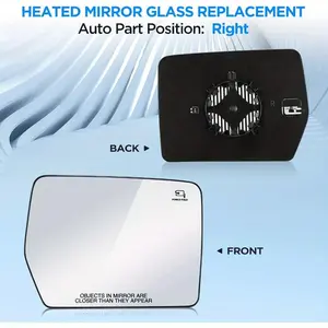 OE Passenger Right Side Heated Mirror Glass Compatible with F150 2004-2014 Side View Heated Convex Mirror Glass with Backing Plate, Replaces 4L3Z-17K707-DA, 4L3Z17K707DA (Right)