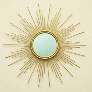 Sunburst Mirror, 24" Boho Mirror,  Sun Decorative Mirrors for Wall Decor, Small Mid Century Modern Small Living Room