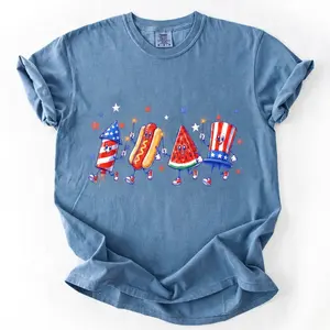 Comfort Colors Patriotic Doodle Fourth of July Shirt, Funny Watermelon Hotdog Firework T-Shirt, Sumer 250th Gift, Americana Graphic Tee