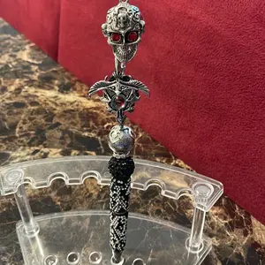 Custom Rhinestone Beaded Pen with Silver Skull and Sword