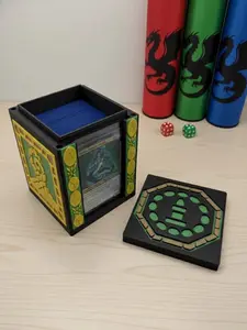 MTG EDH Earth Elemental Theme Deck Box | TCG Commander Showcase Display Slot with Toploader | Magnetic Top Fantasy Gaming Cards Organizer