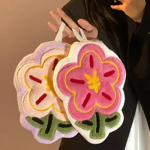 2PCS Cute hanging towel, thickened, absorbent and quick-drying, for home use, bathroom, children's kitchen, handkerchiefs, cleaning cloths, and kindergarten towels.