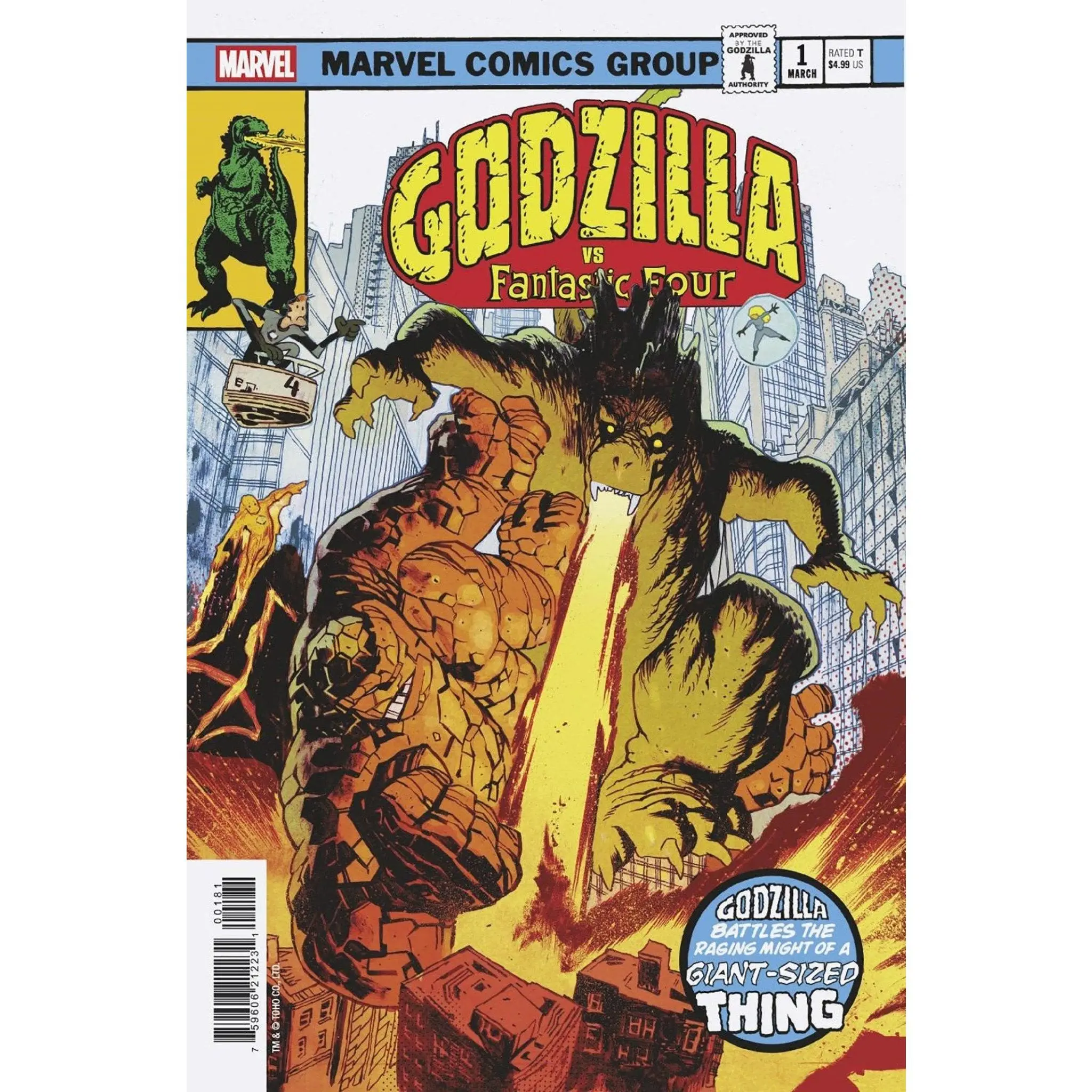 Godzilla vs. Fantastic Four #1 James Harren Godzilla King Of The Monsters Homage Variant