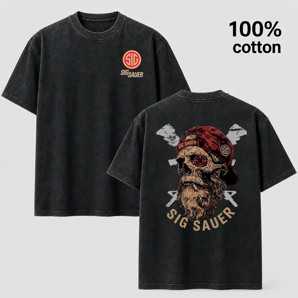 Heavyweight Tactical Skull Tee - Cross Rifle & Target Graphic Shirt
