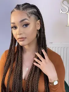 38 Inch Long Braided Lace Front Wigs for Women, Gorgeous Fluffy Wigs with Baby Hair Knotless, Synthetic Braided Lace Wigs for Party, Daily Use