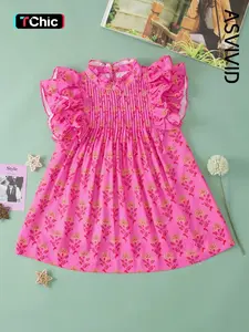 Women's Elegant Floral printed Pleated Ruffled Flutter sleeve Blouse Shirts