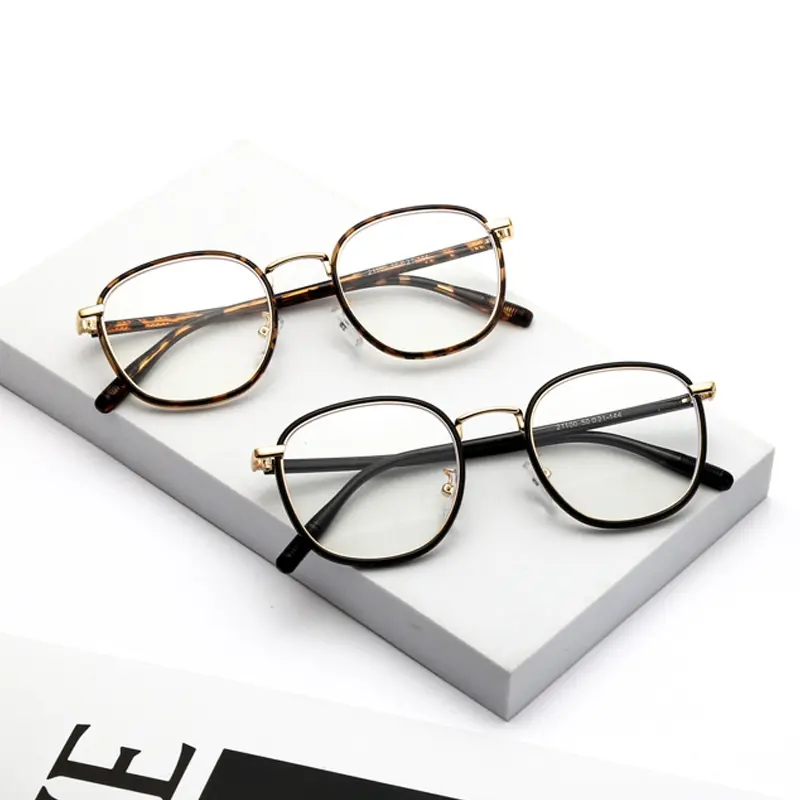 Fashionable square V-shaped eyeglasses for men and women, UV protection, plastic material
