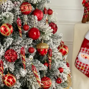 62-Piece Red and Gold Christmas Ball Decor Set - 8cm Large Christmas Ornaments - Shatterproof Plastic Decorative Balls for Christmas Tree Decorations, Holiday Celebrations, Weddings, and Party Decorations (Red and Gold Color Scheme)