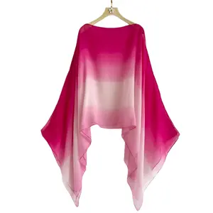 Women's Chic Ombre Print Viscose Shawl - Casual Versatile All-Season Scarf, Fashion Modern Women's Fashion Accessory