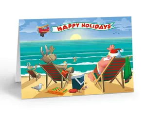 Stonehouse Collection | Beachside Enjoyment Christmas Card | 18 Beach Christmas Cards & Envelopes | USA Made