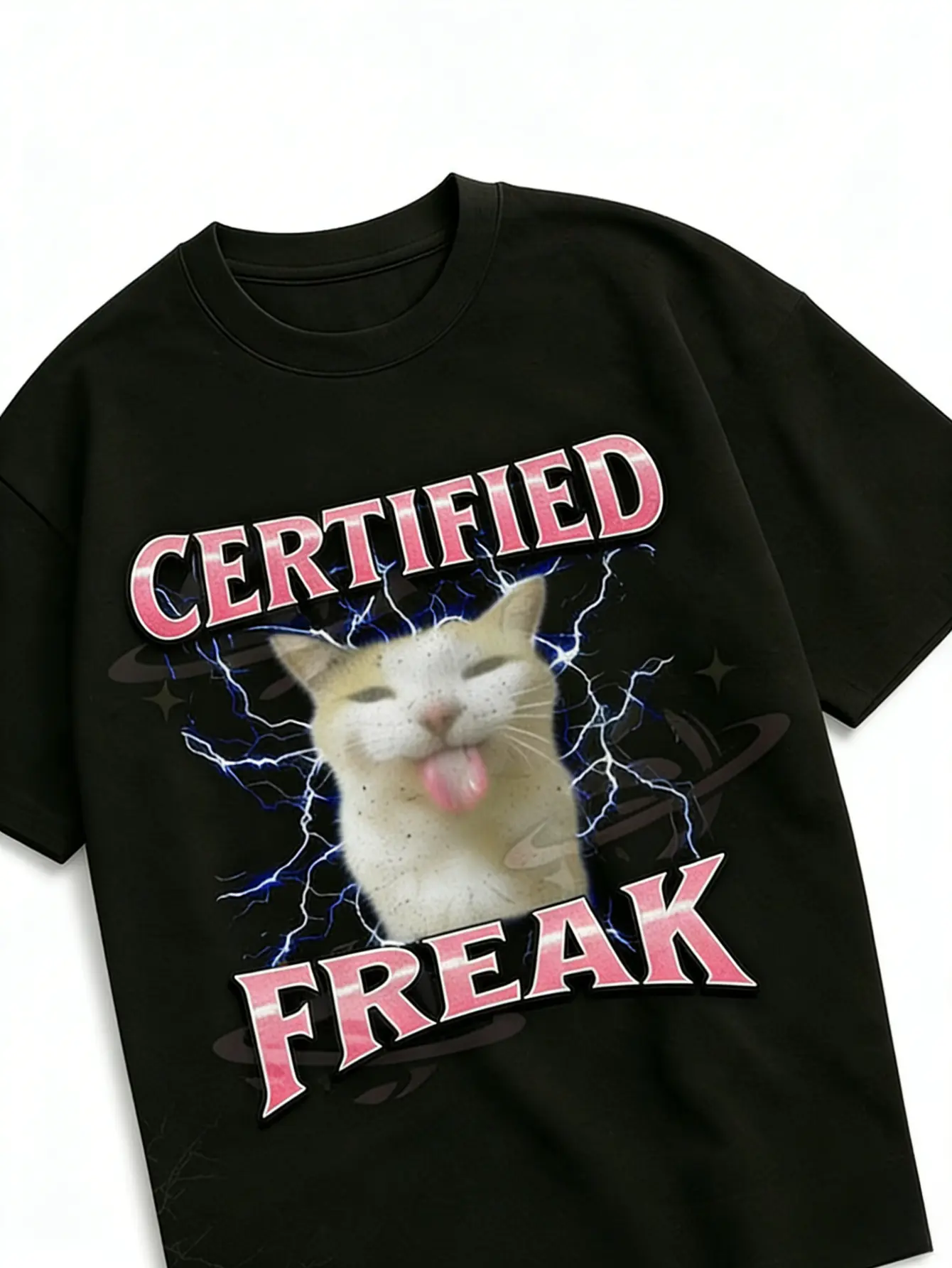 Certified Freak Funny Cat Meme Graphic T Shirt, Un unisex soft cotton short sleeve t shirt, vintage graphic casual tee for men women teens, perfect birthday holiday gift for camping travel gym daily street casual wear
