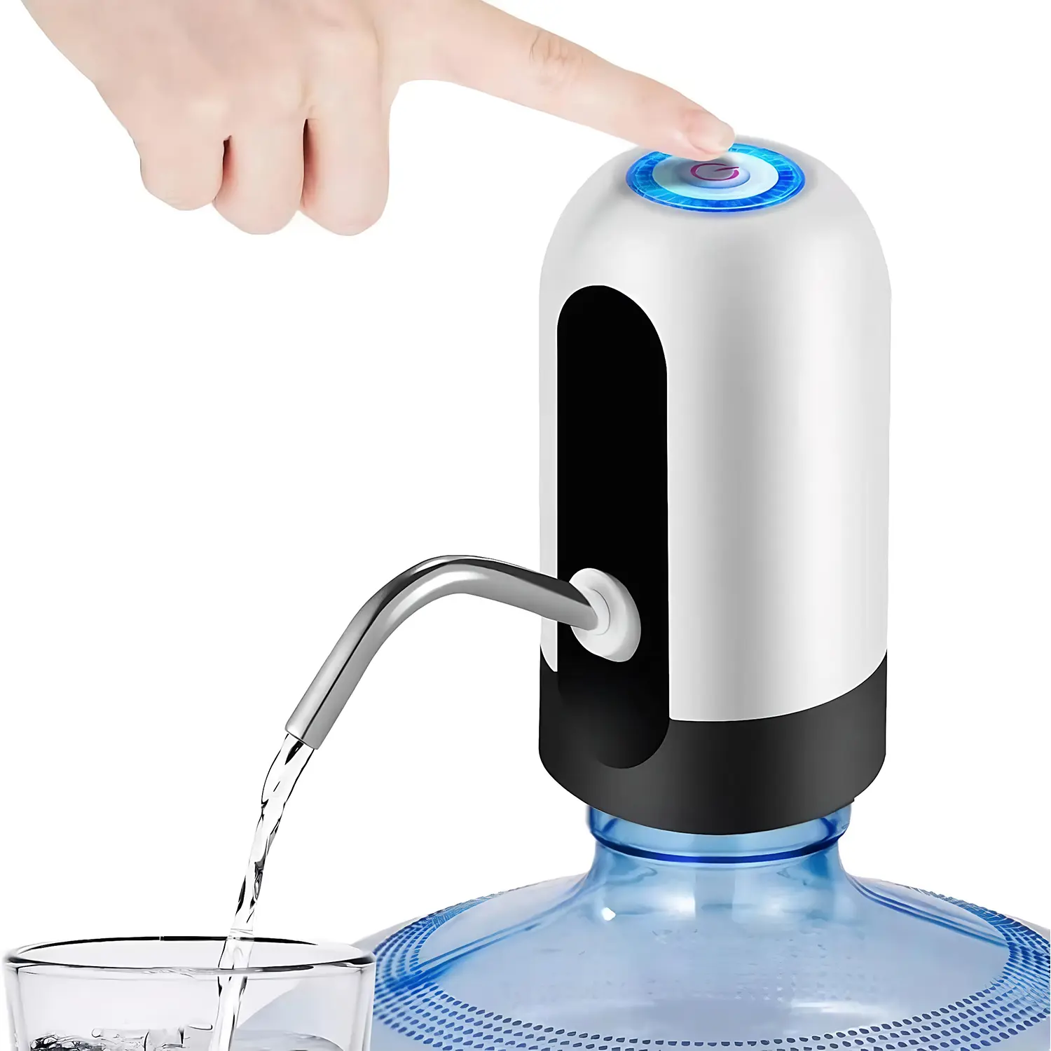 Automatic Electric Water Bottle Dispenser, USB-Rechargeable 1-Touch Pump for 2-5 Gal Jugs, Portable Home & Office Water Dispenser (Home Supplies)