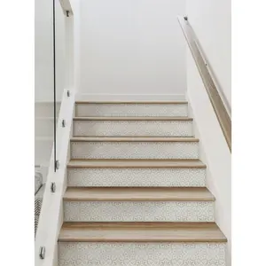 Floral Tile Peel and Stick Stair Riser Strips