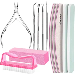 Nail Care Kit, Nail Files 100/180, Nail Buffer Block, Cuticle Nippers, Cuticle Trimmer, Cuticle Pusher, Nail Tools, Nail Kit, Pedicure & Manicure Tools, Nail Prep Kit, Manicure Kit for Women