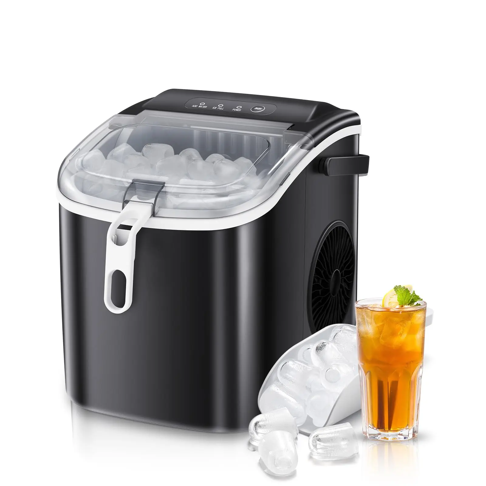 Countertop Ice Maker Portable Ice Machine, Basket Handle,Self-Cleaning ...