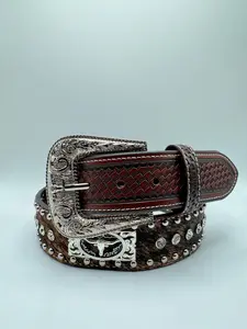 Brown Cow Hide Concho Belt Brown Cow Hide Concho Belt